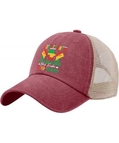 Juneteenth Gelebrating Black Freedom 6-19-1865 Hat Mens Running Hat AllBlack Trucker Hats Women Gifts for Wine Red02 $12.16 S...