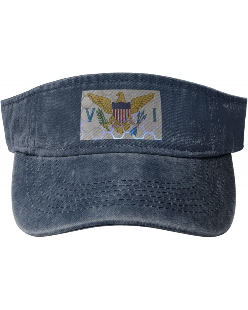 Flag of The United States Virgin Islands Sun Hat Sun Visor Hats for Women Men Baseball Cap Golf Hats Navy Blue $14.20 Visors