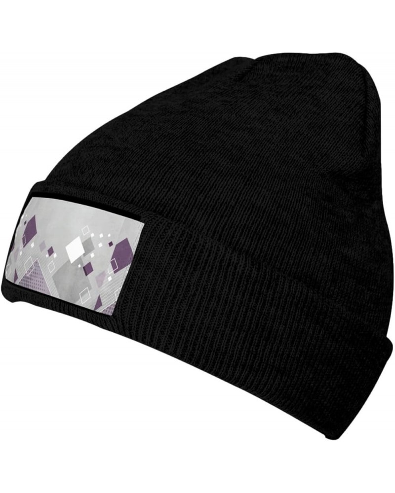 Multifunction Different Colored Squares Print Knitted Hat Gifts Outdoor Daily Unisexn Beanie Soft Warm,Elastic Black $9.27 Sk...