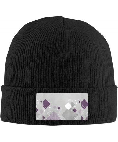 Multifunction Different Colored Squares Print Knitted Hat Gifts Outdoor Daily Unisexn Beanie Soft Warm,Elastic Black $9.27 Sk...