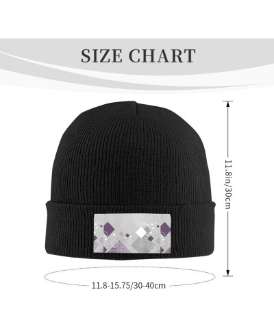 Multifunction Different Colored Squares Print Knitted Hat Gifts Outdoor Daily Unisexn Beanie Soft Warm,Elastic Black $9.27 Sk...