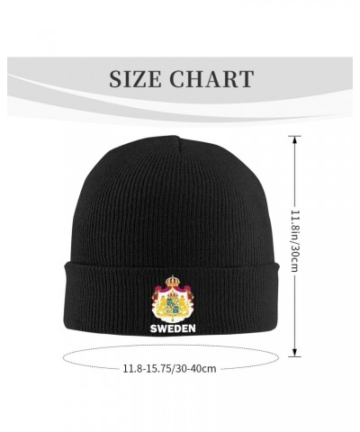 Coat of Arms of Sweden Flag Crafted Comfort Premium Yarn Beanies for All Seasons Black $15.79 Skullies & Beanies