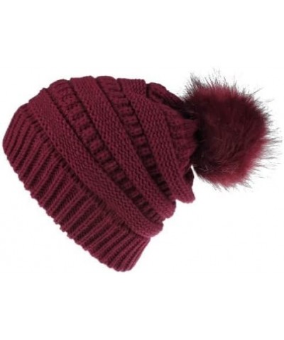 Women Fashion Keep Warm Winter Hats Knitted Wool Hemming Hat Wine_55 $8.99 Skullies & Beanies