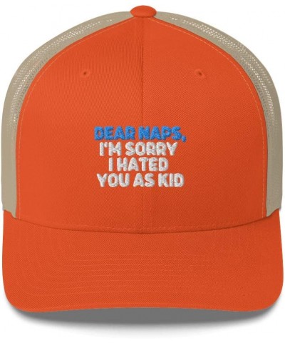 Trucker Cap Humorous Humor Sleeping Sarcasm Sarcastic Laughter Ridicule Hilarious Rustic Orange/ Khaki $20.87 Baseball Caps