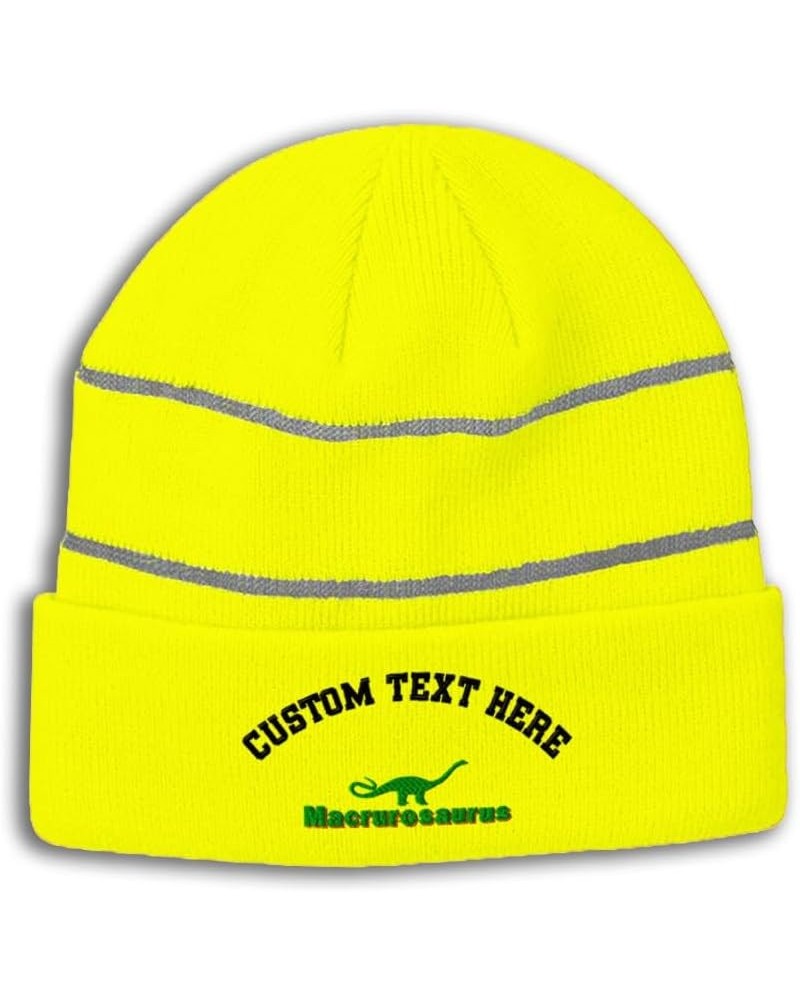 Custom Reflective Beanie Macrurosaurus High Visibility Running Gear Skull Cap for Men & Women 1 Size Neon Yellow Personalized...