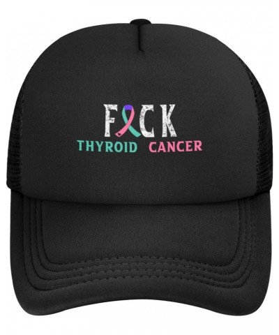 Fuck Thyroid Cancer Ribbon Baseball Cap Black Breathable Trucker Hat for Women Men $10.26 Baseball Caps