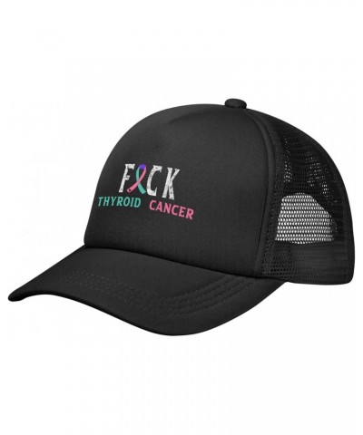 Fuck Thyroid Cancer Ribbon Baseball Cap Black Breathable Trucker Hat for Women Men $10.26 Baseball Caps