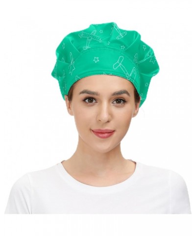 Working Cap with Sweatband Elastic Toggle Adjustable Bouffant Hats Printed Multi Color 43 Airplane $11.19 Balaclavas