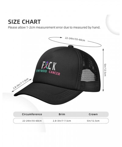 Fuck Thyroid Cancer Ribbon Baseball Cap Black Breathable Trucker Hat for Women Men $10.26 Baseball Caps