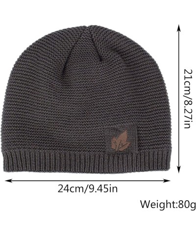 Beanie Hat Men Unisex Solid Outdoor Hat Knitting Hat Winter Plush Warm Knit Hat Khaki $7.49 Skullies & Beanies