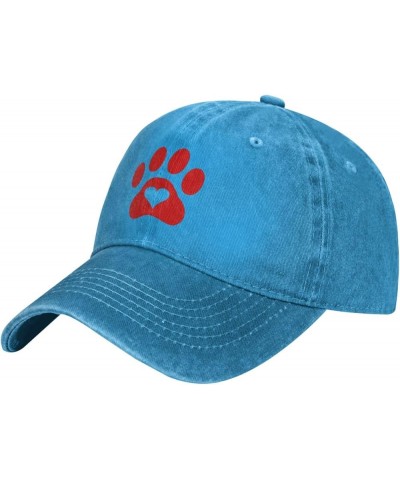 Paw Print Heart Dog Cat Cowboy Cap Adjustable Washable Cowboy Baseball Hat Unisex Black Blue $11.91 Cowboy Hats