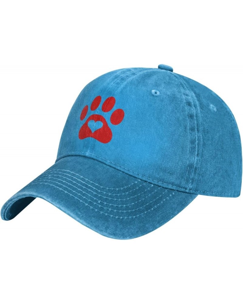 Paw Print Heart Dog Cat Cowboy Cap Adjustable Washable Cowboy Baseball Hat Unisex Black Blue $11.91 Cowboy Hats