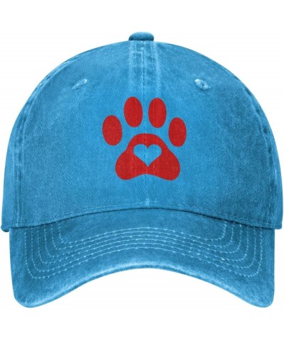 Paw Print Heart Dog Cat Cowboy Cap Adjustable Washable Cowboy Baseball Hat Unisex Black Blue $11.91 Cowboy Hats