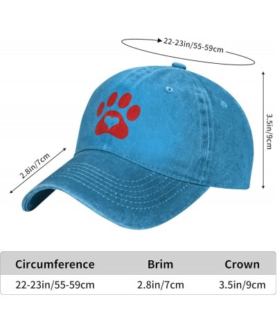 Paw Print Heart Dog Cat Cowboy Cap Adjustable Washable Cowboy Baseball Hat Unisex Black Blue $11.91 Cowboy Hats