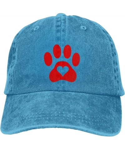 Paw Print Heart Dog Cat Cowboy Cap Adjustable Washable Cowboy Baseball Hat Unisex Black Blue $11.91 Cowboy Hats