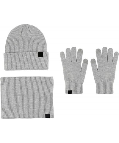 Women Men Gloves Scarf Hat Set Warm Cute Hat Scarf Gloves Winter Snow Insulated Knit Cap Scarf Hat Gloves Set Grey $15.27 Sca...