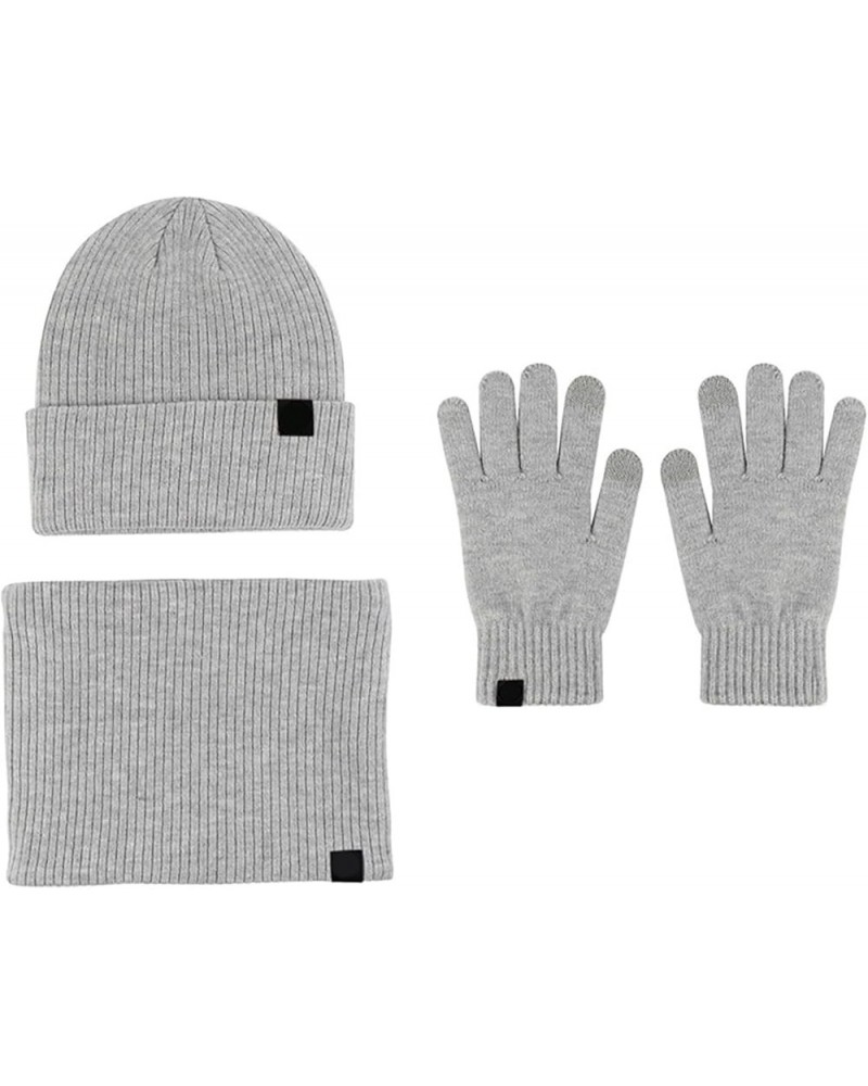 Women Men Gloves Scarf Hat Set Warm Cute Hat Scarf Gloves Winter Snow Insulated Knit Cap Scarf Hat Gloves Set Grey $15.27 Sca...