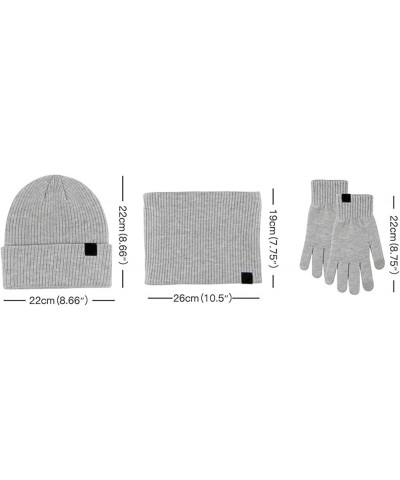 Women Men Gloves Scarf Hat Set Warm Cute Hat Scarf Gloves Winter Snow Insulated Knit Cap Scarf Hat Gloves Set Grey $15.27 Sca...