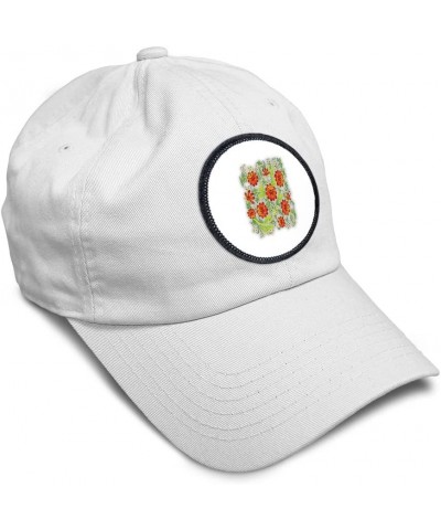 Soft Baseball Cap Colorful Flowers Vintage Look W Botanical & Flowers Botanical White Circle Patch $11.88 Baseball Caps