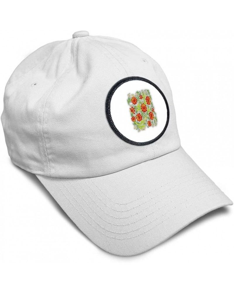 Soft Baseball Cap Colorful Flowers Vintage Look W Botanical & Flowers Botanical White Circle Patch $11.88 Baseball Caps