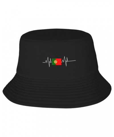 Portugal-Flag Heartbeat Gifts for Women Men Gifts Bucket Hats for Women Summer Travel Packable Bucket Beach Sun Hat Black $11...