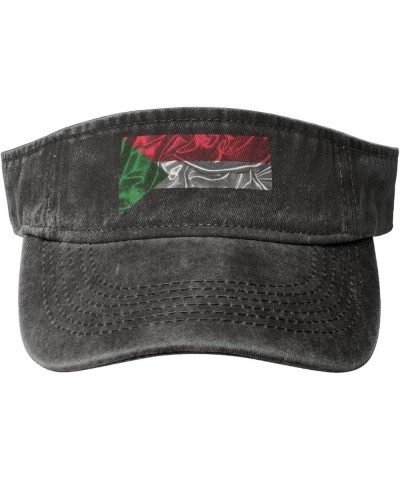 Silk Style Flag of Sudan Sun Visor Hats for Women Men Adjustable Sports Sun Hats Golf Cap Black $13.31 Visors