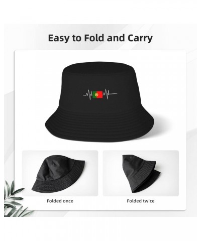 Portugal-Flag Heartbeat Gifts for Women Men Gifts Bucket Hats for Women Summer Travel Packable Bucket Beach Sun Hat Black $11...