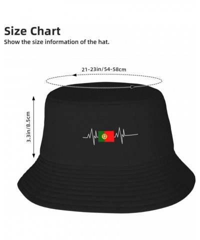 Portugal-Flag Heartbeat Gifts for Women Men Gifts Bucket Hats for Women Summer Travel Packable Bucket Beach Sun Hat Black $11...