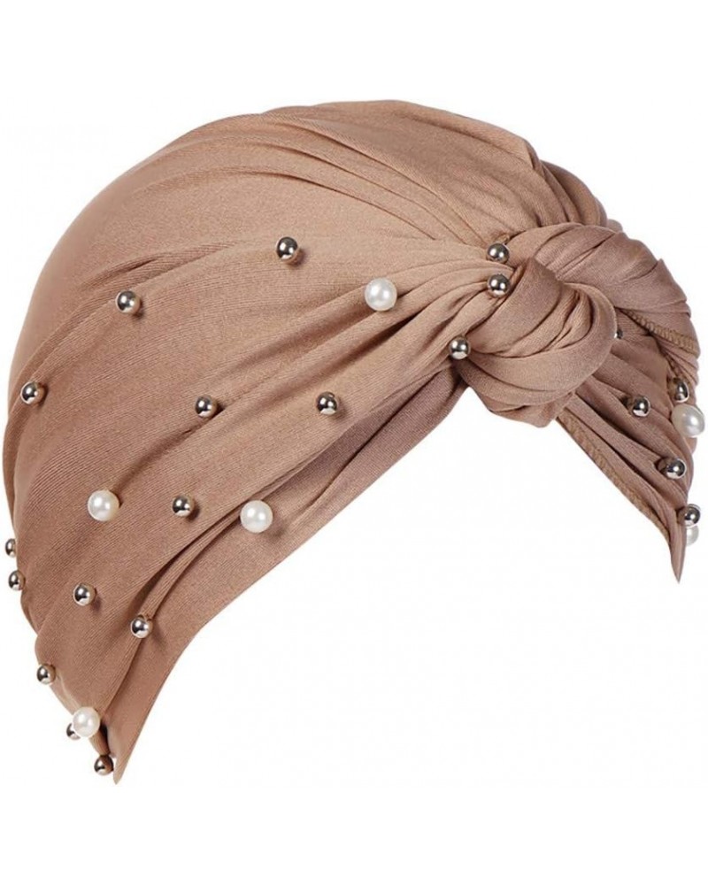 Head Wrap African Turban Headwear Beanie Cap Pre-Tied Twisted Braid Hair Cover Hats for Women Girls C-brown $9.71 Rain Hats