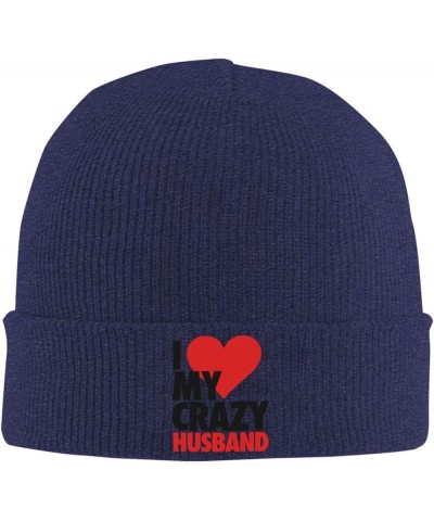 I Love My Crazy Husband Beanie Hat Men Winter Warm Hat Women Knit Stocking Hat Slouchy Skull Cap Knitted Hat Black Navy Blue ...