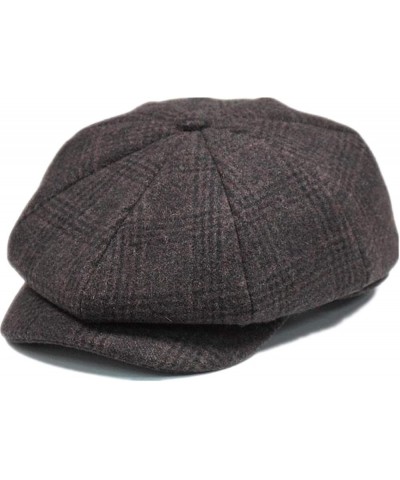 Woman Tartan Check 8 Panels Dress Beret Peaked Wool Painter Newsboy Hats Handmade Paperboy Cap for Unisex Gray $12.00 Berets