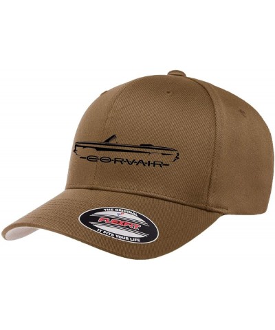 1960-64 Corvair Convertible Outline Design Flexfit 6277 Athletic Baseball Fitted Hat Cap Coyote Brown $14.25 Baseball Caps