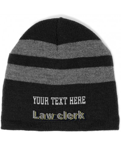 Custom Striped Beanie for Men & Women Law Clerk Acrylic Fleece Skull Cap Hats 1 Size Black Personalized Text Here $14.99 Skul...