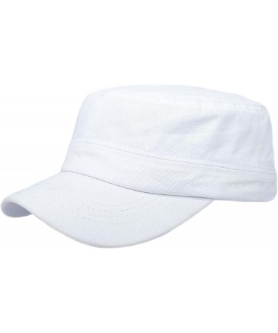 Washed Cotton Plain Cadet Army Cap Classic Military Hat Men Women Fashion Hat White $9.99 Baseball Caps