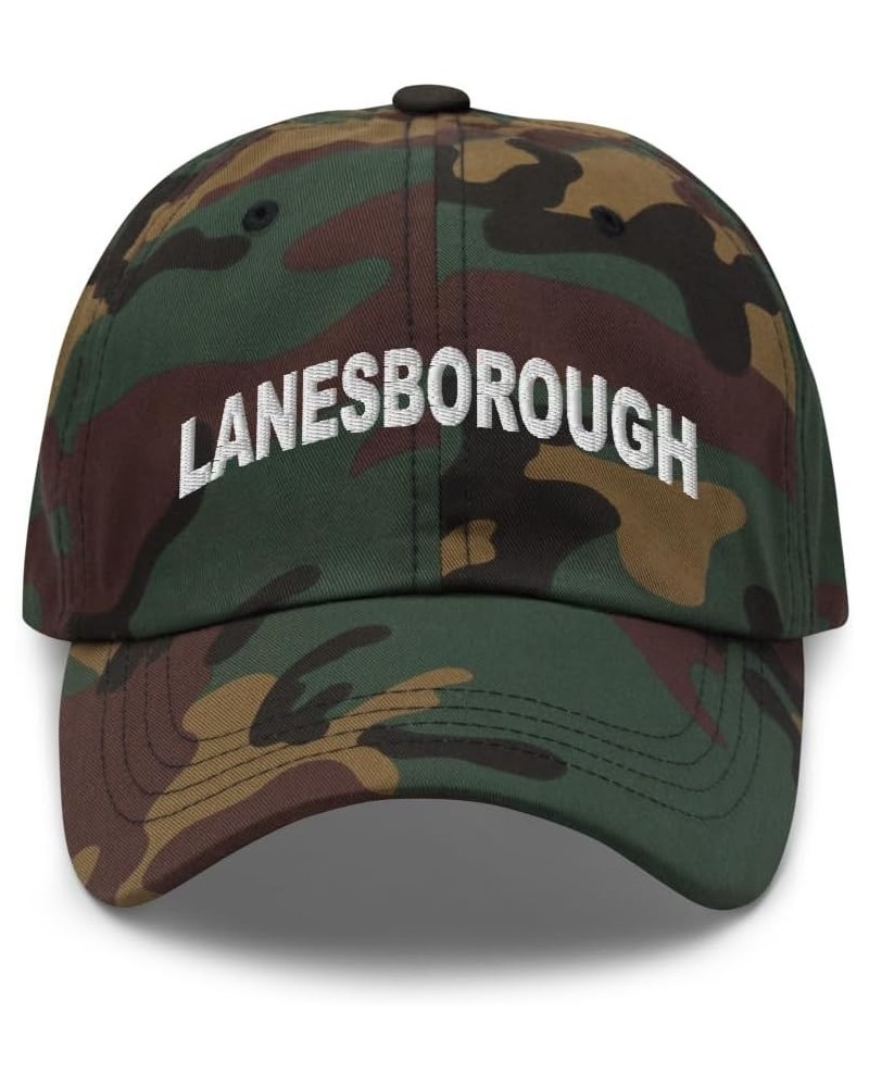 Lanesborough Massachusetts Hat Lanesborough MA Cap Embroidered Dad Hat Adjustable Strap Closure Unisex Green Camo $18.80 Base...