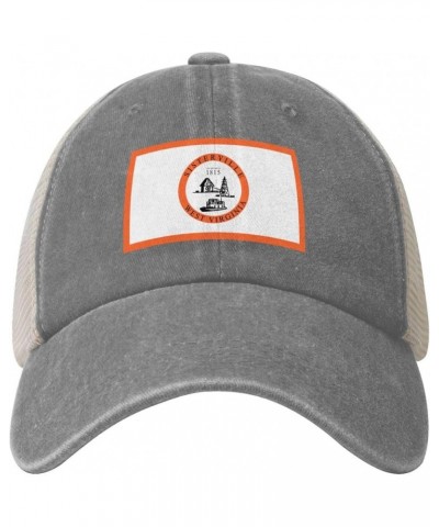 Flag of Sistersville, West Virginia Baseball Cap Women Men Mesh Back Hats Vintage Cowboy Hat Dad Caps Gray $12.06 Cowboy Hats