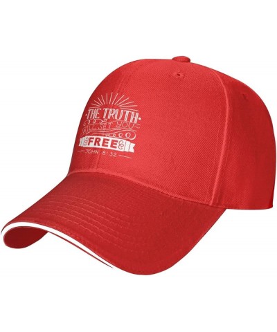 The Truth Will Set You Free John 8-32 Baseball Hat Adjustable Original Dad Hat for Men Women,Black Red $11.26 Baseball Caps