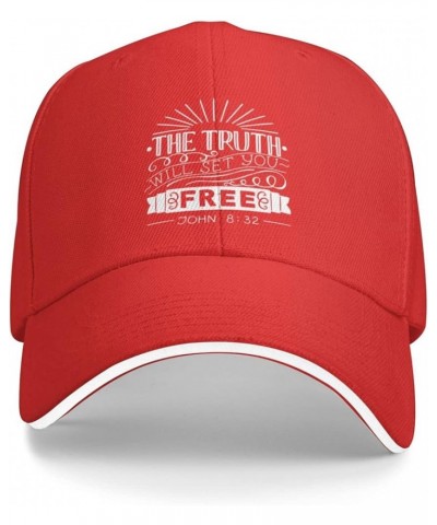 The Truth Will Set You Free John 8-32 Baseball Hat Adjustable Original Dad Hat for Men Women,Black Red $11.26 Baseball Caps