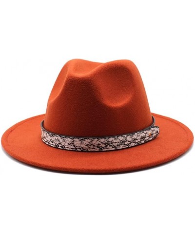 Cap Autumn and Winter New Big Brim Hat Fashion Flat Top Hat Men and Women's Woolen Jazz Hat Fengyan Cowboy Hats Caramel $16.2...