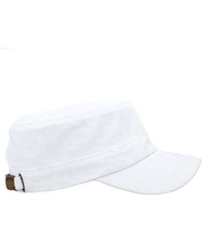 Washed Cotton Plain Cadet Army Cap Classic Military Hat Men Women Fashion Hat White $9.99 Baseball Caps