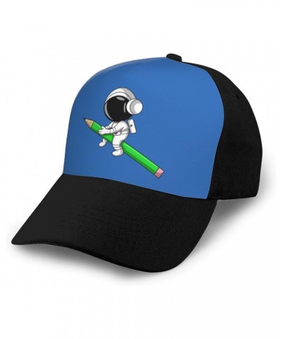 Astronaut Sitting on a Pencil Baseball Cap Women Men Hat Outdoor Leisure Sun Hat Adjustable Truck Driver Baseball Caps Dad Ha...