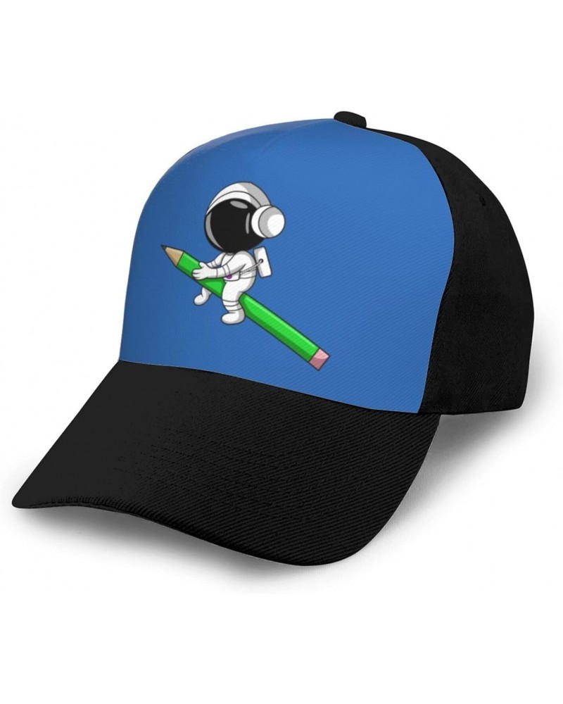 Astronaut Sitting on a Pencil Baseball Cap Women Men Hat Outdoor Leisure Sun Hat Adjustable Truck Driver Baseball Caps Dad Ha...