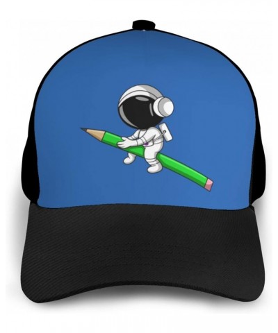 Astronaut Sitting on a Pencil Baseball Cap Women Men Hat Outdoor Leisure Sun Hat Adjustable Truck Driver Baseball Caps Dad Ha...