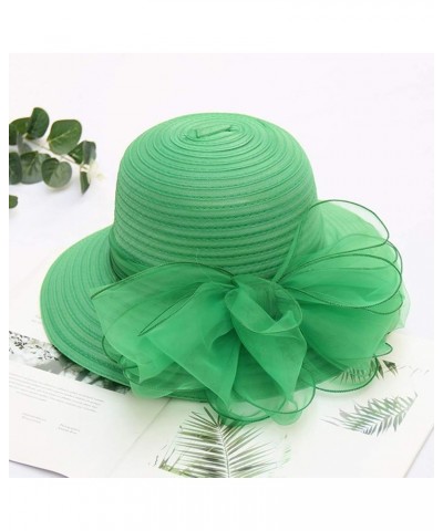 Women's Church Hat Fascinator Wedding Tea Party Hat Wide Brim Sun Caps Gifts Birthday Easter Green $7.32 Baseball Caps