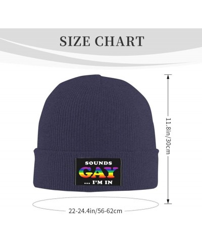 Sounds Gay Im in Fashion Beanie Hats Winter Warm Skull Kint Cap Chemo Hat for Men Women Navy Blue $11.70 Skullies & Beanies