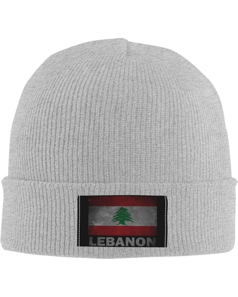 Retro Lebanon Flag Unisex Winter Knit Hat Black Gray $11.06 Skullies & Beanies