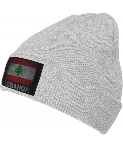 Retro Lebanon Flag Unisex Winter Knit Hat Black Gray $11.06 Skullies & Beanies