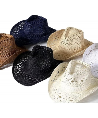 Western Cowgirl Hat,Straw Cowboy Hats for Women Holiday Party Foldable Sun Hat with Wide Brim Khaki $15.16 Cowboy Hats