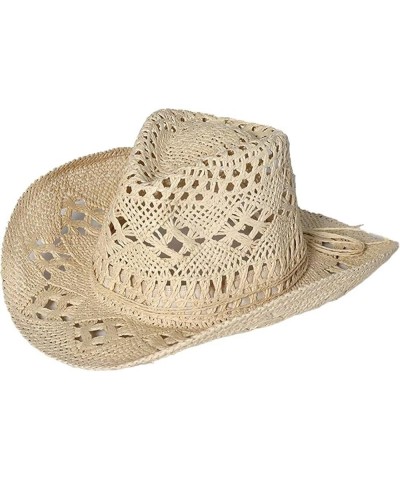 Western Cowgirl Hat,Straw Cowboy Hats for Women Holiday Party Foldable Sun Hat with Wide Brim Khaki $15.16 Cowboy Hats