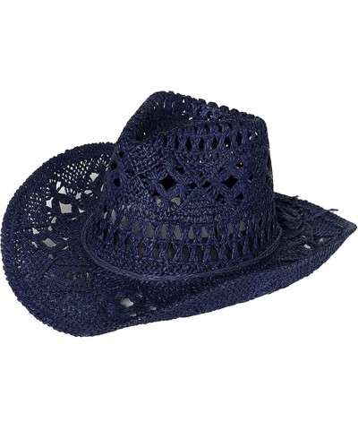 Western Cowgirl Hat,Straw Cowboy Hats for Women Holiday Party Foldable Sun Hat with Wide Brim Khaki $15.16 Cowboy Hats